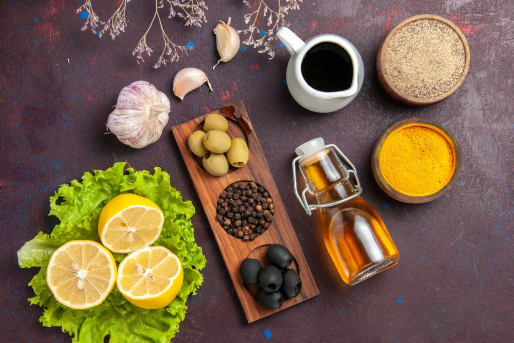 Garlic, lemon, turmeric, parsley, and herbs as low sodium flavor boosters for arteries